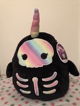 Rainbow Bufinda Skeleton Narwhal 12&quot; Halloween Squishmallow - £24.26 GBP