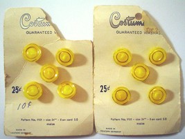 10 Costumakers Yellow Button Style 1101 Western Germany Plastic Vintage 50s Card - £8.81 GBP