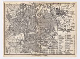 1886 Original Antique Map Of Leipzig / Saxony / Germany - £17.13 GBP