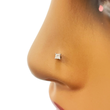 Diamond Nose Stud 18ct Yellow/ White Gold 0.02ct Princess 2.0mm Screw Back - $121.55