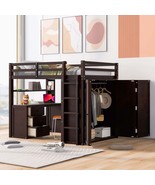 Espresso Loft Bed: Drawers, Desk &amp; Wardrobe - $15,418.84 MXN