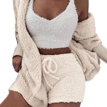 Sexy Fuzzy Warm Sherpa Fleece 3 Piece Outfit  - £50.04 GBP