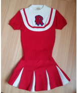 Vintage cheerleader sweater uniform top skirt white red blue 1950&#39;s 1960&#39;s - £45.12 GBP