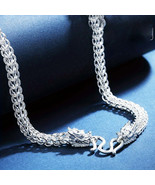 Trendy Double Dragon Silver Chain Bracelet  Necklace Set - $41.11 CAD