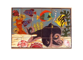 Mexican Talavera High Relief Mural - Oceano2 - - $228.00