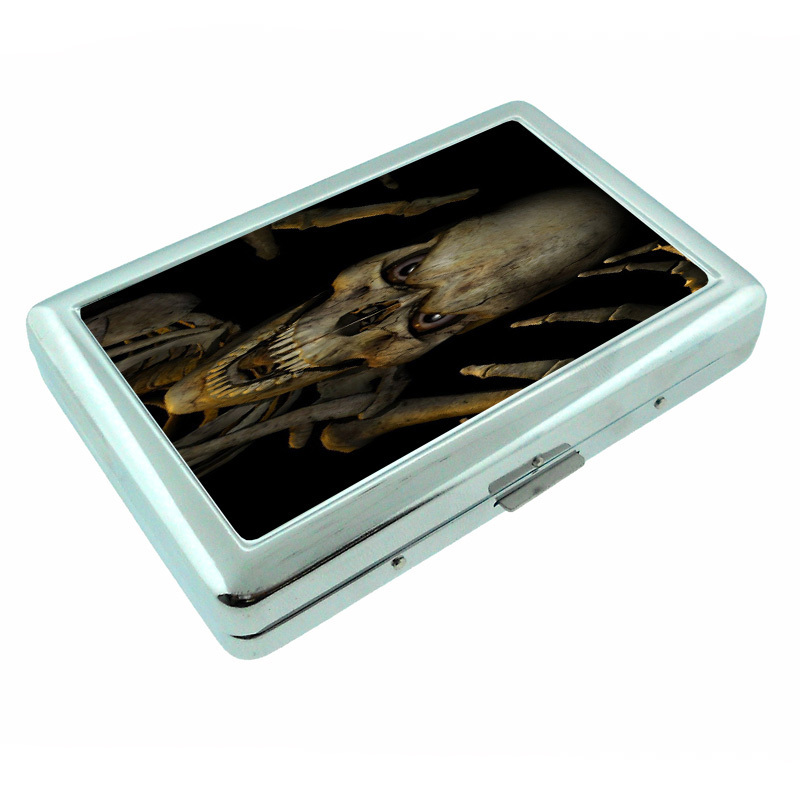 Skeletons D12 Silver Metal Cigarette Case RFID Protection Wallet Skulls ... - $16.78