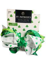 St. Patrick’s Day Shamrock Grosgrain Hair Bow W/ Clip-1pc-4.5x3.5”. ShipN24Hours - £10.18 GBP
