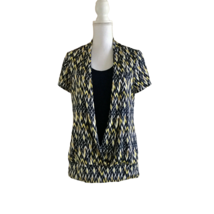 VTG Navy &amp; Yellow Women&#39;s Large Career Top PerSeption Concept Sccop Neck... - £20.78 GBP