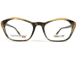 Takumi Eyeglasses Frames TK1145 10 Brown Yellow Marble Horn Geometric 52-19-140 - £52.35 GBP