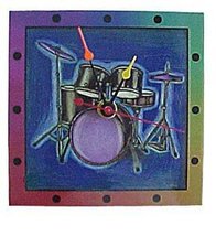 Drumset Wall Clock - Rainbow - £26.40 GBP