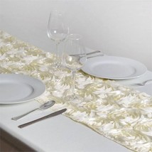 Ivory 14X108&quot;&quot; Ribbon Roses Table Runner Fancy Wedding Party Linens Supp... - $14.82