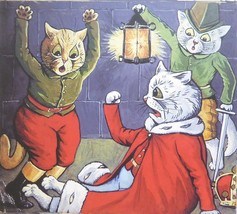 3 Cats with one dressed as a king - Louis Wain - Framed Picture - 11&quot; x 14&quot; - £25.45 GBP