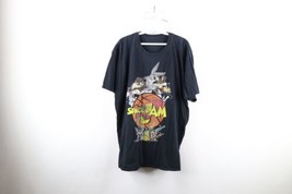 Vintage Mens 2XL XXL Distressed Spell Out Space Jam Basketball T-Shirt Black - $39.55