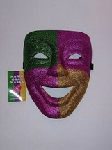 Mardi Gras New Orleans Comedy Mask Purple Green &amp; Gold  (One-Size) Free Shipping - £8.66 GBP