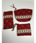 Vera Bradley 3 Piece Set Dbl Glasses Holder Makeup Pouch Coin Pouch Red ... - $31.79