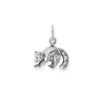 925 Sterling Silver Oxidized Adorable 3D Raccoon Charm Jewelry Gifts - £52.10 GBP