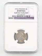 1916 Panama 5 Centesimos Pièce Argent XF Détails NGC Bas Tirage 5c KM-2 - $6,235.99 MXN