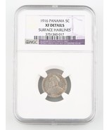 1916 Panama 5 Centesimos Pièce Argent XF Détails NGC Bas Tirage 5c KM-2 - $6,235.99 MXN