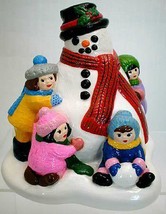 1981 Vintage Colorful Accents Unlimited Sculpture Snowman with Children Like New - £17.37 GBP