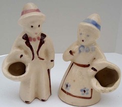 Mini MidC 50s California Pottery Man &amp; Woman Figurine Vase Planters Hand Painted - £21.08 GBP