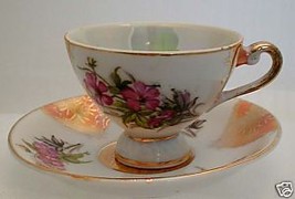 Bone China Demitasse Cosmos Lusterware Teacup Set - £14.85 GBP