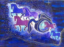 Horses Surreal 3 Royal Rouge Art Cards By N. Mc Nary - £8.03 GBP