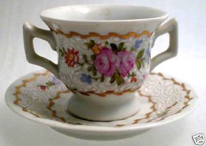 Unusual 30s LIMOGES Porcelain Open SALT Loving CUP MICHAEL FRISE SIGNED PARIS FR - $58.99