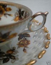 50s Fred Roberts Footed Golden Yellow Rose Tea Cup Set - £19.17 GBP