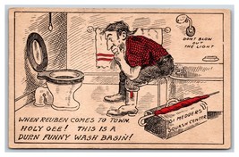 Comic When Reuben Comes to Town Thinks Toilet Is a Wash Basin UDB Postcard S2 - £4.19 GBP