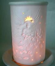 Flying Angel Porcelain Lithophane Cut Out Celestrial Stars Clouds Candle... - $36.99