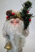 Vintage 80s Wooly St Nick Christmas Visit Folk Art Ornament - £15.17 GBP