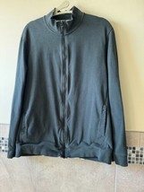 Massimo Dutti Dark Moss Green 100% Cotton  Brushed Cotton Zip Up Sweatshirt SZ L - £53.75 GBP