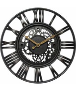 Gears 16&quot; Large Brushed Oil Rubbed Bronze, Rust Wall Round Wall Clock, Q... - £32.61 GBP