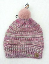 Kids Gilrs Multicolor Knit Beanie Hat With Fur Pom Pom Unicorn Soft Stretch # Z  - £12.77 GBP