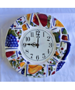 Tuscan European Fruits 3D Wall Clock Pottery Ceramic Art Unique - $23.36