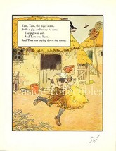 1930s Mother Goose Nursery Rhyme Print Tom, Piper&#39;s Son - £8.01 GBP