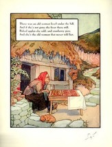 1930s Mother Goose Nursery Rhyme Print Woman Under Hill - £10.38 GBP