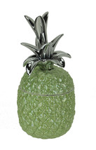 Scratch &amp; Dent Green Ceramic Tropical Pineapple Decorative Jar - £23.67 GBP