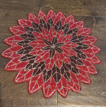 Nicole Miller Christmas Holiday Poinsettia Beaded Charger Placemat - £26.29 GBP