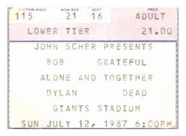 Grateful Dead Bob Dylan Ticket Stub July 12 1987 Giants Stadium New Jersey - £27.39 GBP
