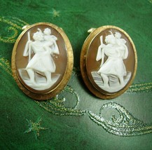 Vintage genuine cameo Cufflinks St Christopher Destino Gift for him mens jewelry - £191.99 GBP