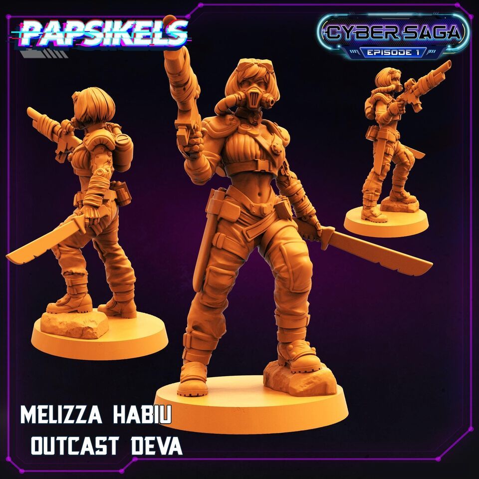 3D Printed Papsikels Cyberpunk Sci-Fi Melizza Habiu Outcast Deva Cyber S... - $7.16+