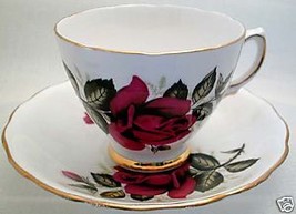 Colclough Fine Bone China Classic Red Rose Tea Cup Set - £17.22 GBP