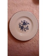 Royal Blue - Wedgwood - 6 7/8&quot; dessert plate - blue floral center- swirl... - £4.10 GBP
