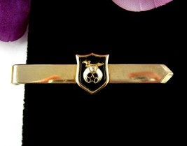 SHRINERS TIE CLASP Bar Vintage Fraternal Mason Goldtone Enamel SWANK 2 1/4&quot; - £11.86 GBP