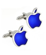 APPLE CUFFLINKS Computer Tech Geek Blue Silver Tone NEW with GIFT BAG We... - €10,34 EUR