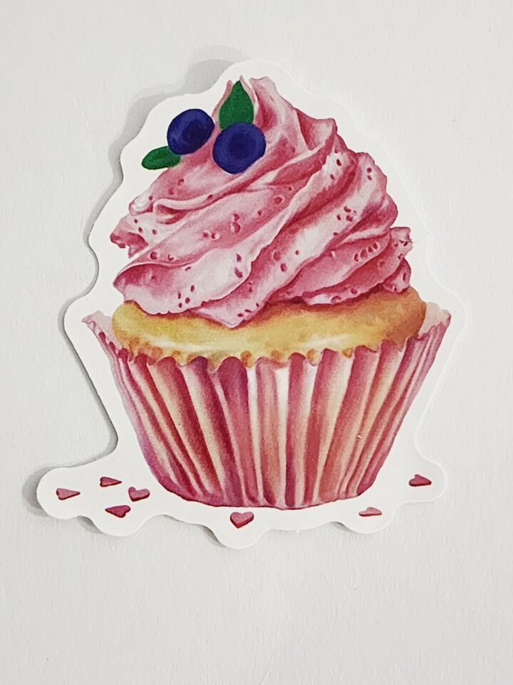 Primary image for Cupcake with Frosting and Berries Cute Food Theme Sticker Decal Embellishment
