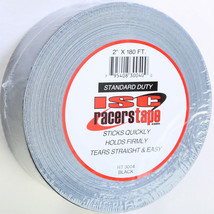 ISC Racers Tape Top-Grade Colored Duct Tape 2in. x 180ft. Black - £13.11 GBP