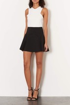 Topshop Colour Block Bonded Skater Dress Sz 8 Black Ivory - $1,223.66 MXN