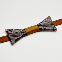 Classy Bow Tie - Handmade in Europe, Brown Bubble Glass With Satin Ribbon - £34.21 GBP